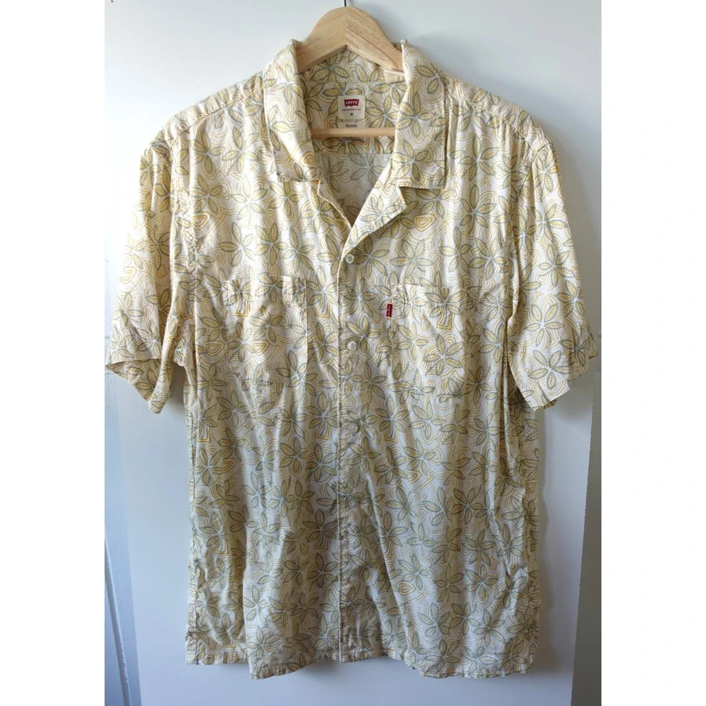 Levis Shirt Mens Medium Floral Relaxed Fit Short Sleeve‎ Casual Tropical Light